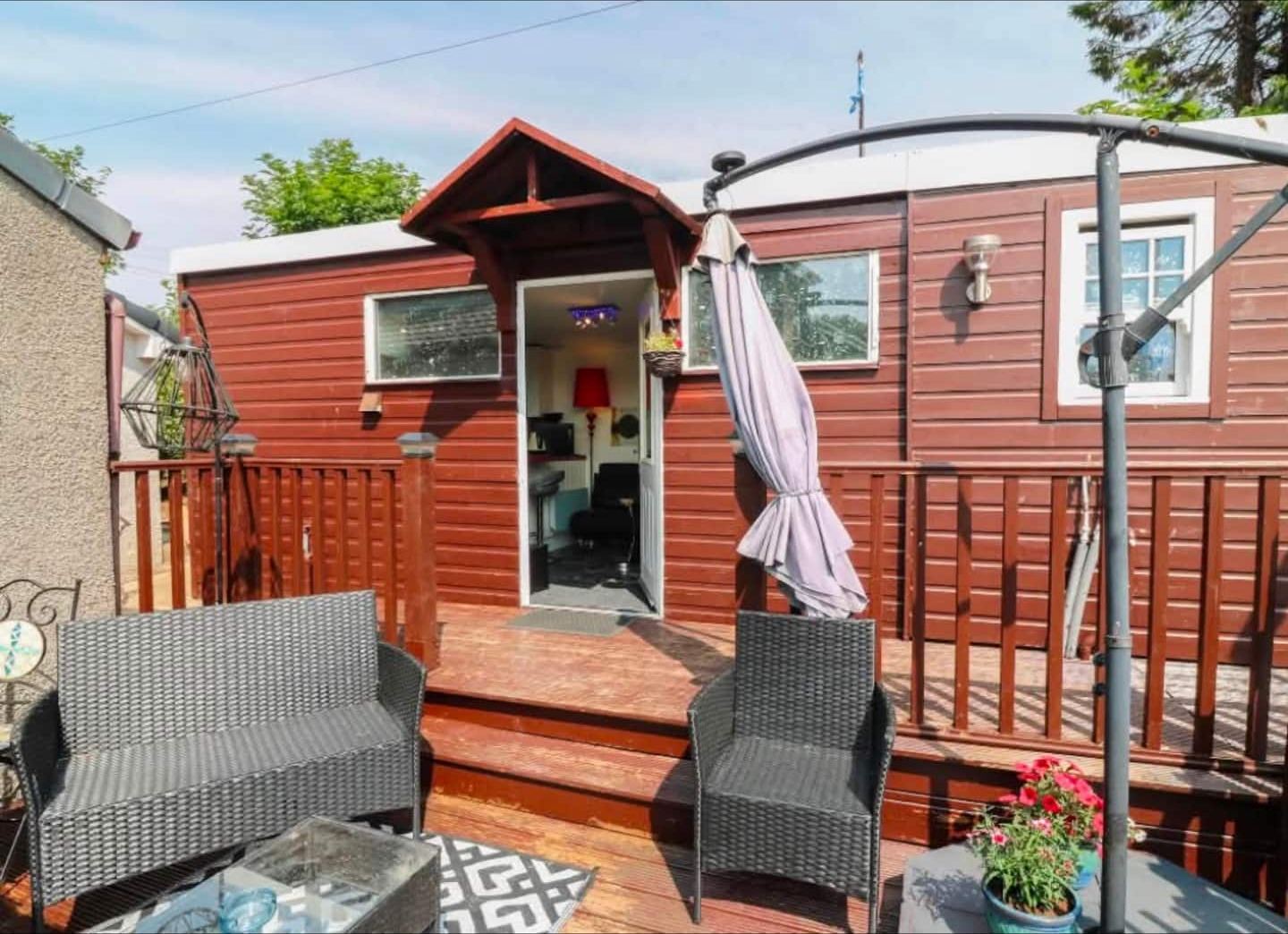 The Cabin at East Wemyss with its private decking and seating area