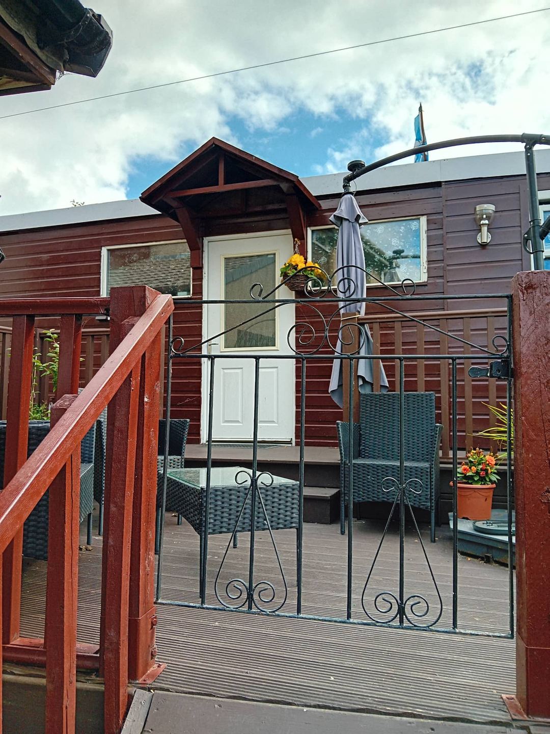 The cabin exterior and decking