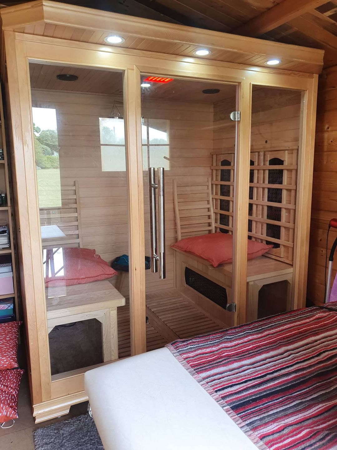 Inside the infrared sauna